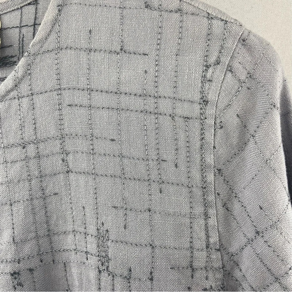 Vintage J.Jill 100% Linen Gray Long Sleeve Button Front Maxi Dress Size Small - Picture 3 of 8